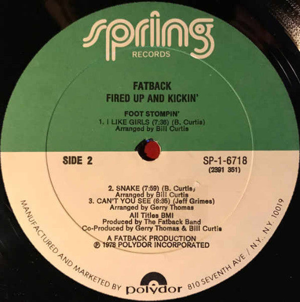 The Fatback Band : Fired Up 'N' Kickin' (LP, Album, All)