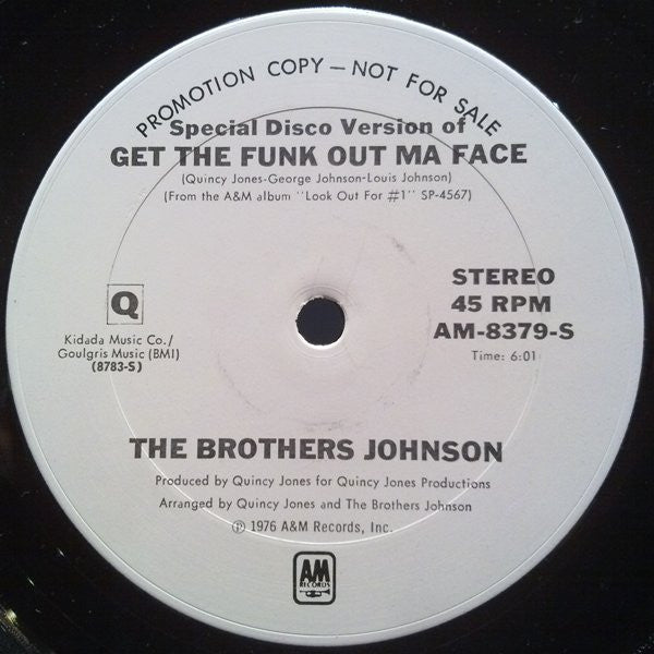 Brothers Johnson : Get The Funk Out Ma Face (12", Promo)