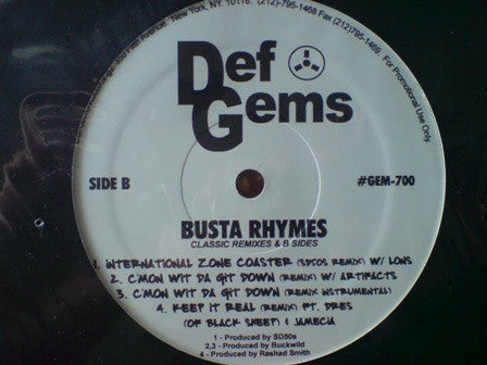 Busta Rhymes : Classic Remixes & B Sides (12", EP, Unofficial)