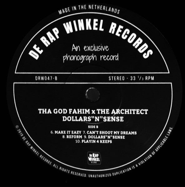 ThaGodFahim X Architect (2) : Dollars "N" Sense (LP, Album, Ltd)