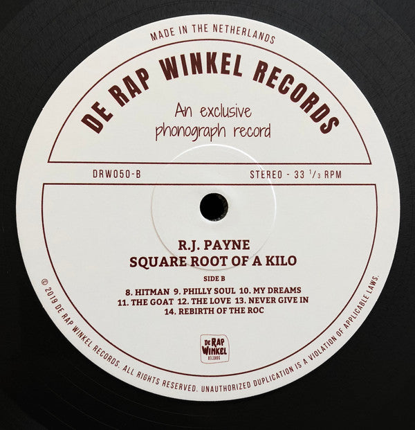 RJ Payne : Square Root Of A Kilo (LP, Album, Ltd, Num)