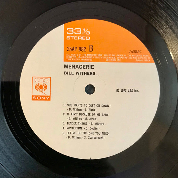 Bill Withers : Menagerie (LP, Album)