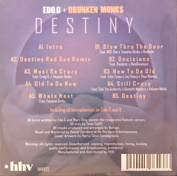 Ed O.G x Drunken Monks : Destiny (2xLP, Album)