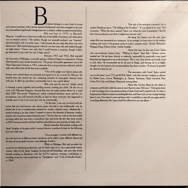 Bob James : One (LP, Album, Gat)