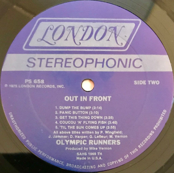 Olympic Runners : Out In Front (LP, Album, Ter)
