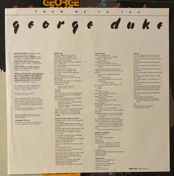 George Duke : From Me To You (LP, Album, Promo)