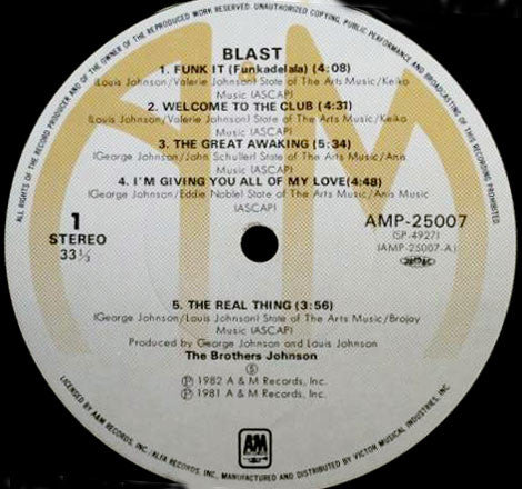 Brothers Johnson : Blast! (LP, Album)