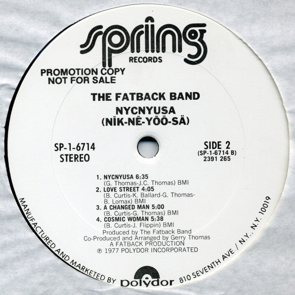 The Fatback Band : NYCNYUSA (LP, Album, Promo)