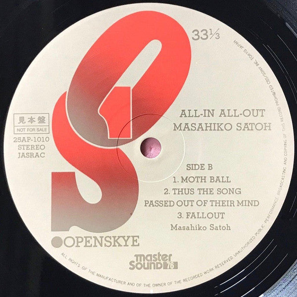 Masahiko Satoh : All-In All-Out (LP, Album)