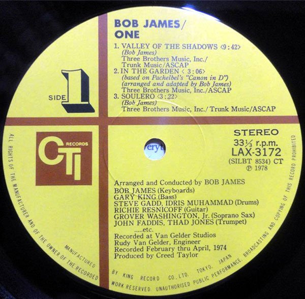 Bob James : One (LP, Album, Ltd, RE)