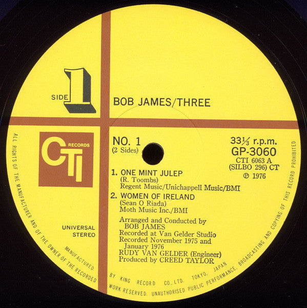 Bob James : Three (LP, Album, Gat)
