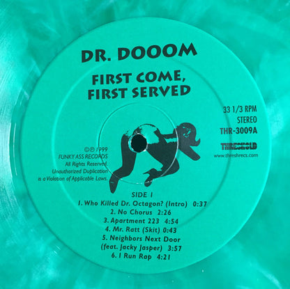 Dr. Dooom : First Come, First Served (LP, Gre + LP, Ora + Album, Ltd, Num, RP, S/Edition)