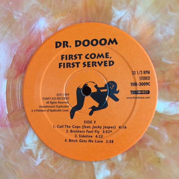 Dr. Dooom : First Come, First Served (LP, Gre + LP, Ora + Album, Ltd, Num, RP, S/Edition)