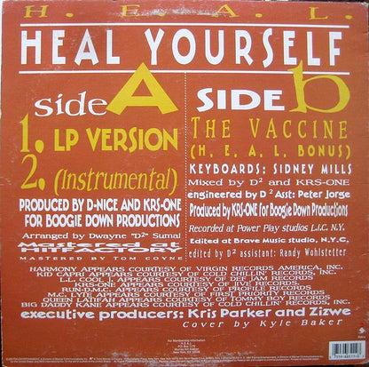 H.E.A.L. Human Education Against Lies / MC Lyte, Queen Latifah, KRS-One, Ms. Melodie, Run-DMC, Jam Master Jay, Harmony (3), Kid Capri, Big Daddy Kane, LL Cool J, Freddie Foxxx : Heal Yourself (12")