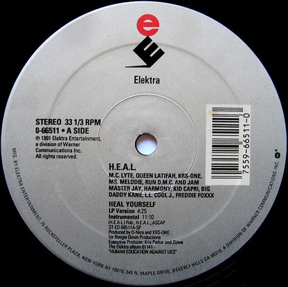 H.E.A.L. Human Education Against Lies / MC Lyte, Queen Latifah, KRS-One, Ms. Melodie, Run-DMC, Jam Master Jay, Harmony (3), Kid Capri, Big Daddy Kane, LL Cool J, Freddie Foxxx : Heal Yourself (12")