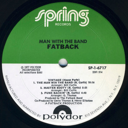 The Fatback Band : Man With The Band (LP, Album, Mon)