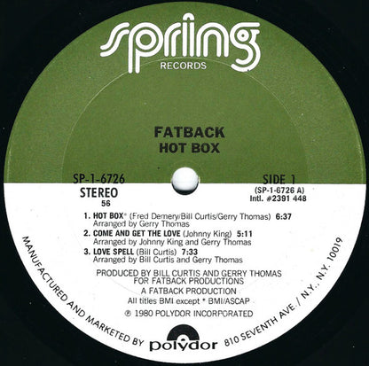 The Fatback Band : Hot Box (LP, Album, 56 )
