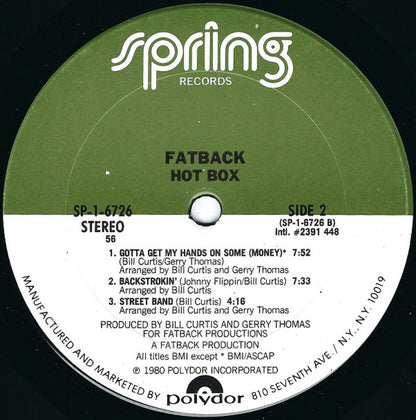 The Fatback Band : Hot Box (LP, Album, 56 )