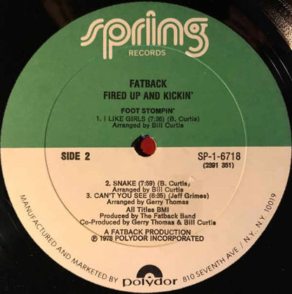 The Fatback Band : Fired Up 'N' Kickin' (LP, Album, All)