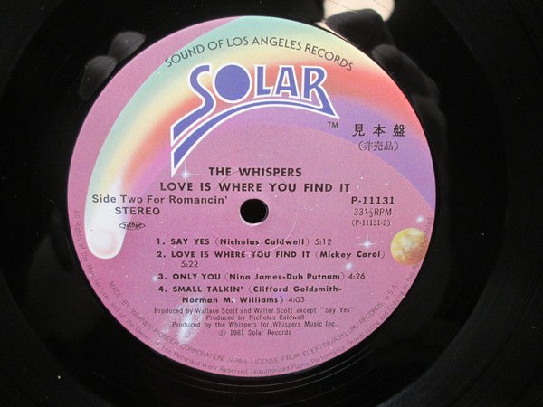 The Whispers : Love Is Where You Find It (LP, Album, Promo)