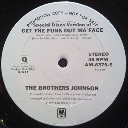 Brothers Johnson : Get The Funk Out Ma Face (12", Promo)