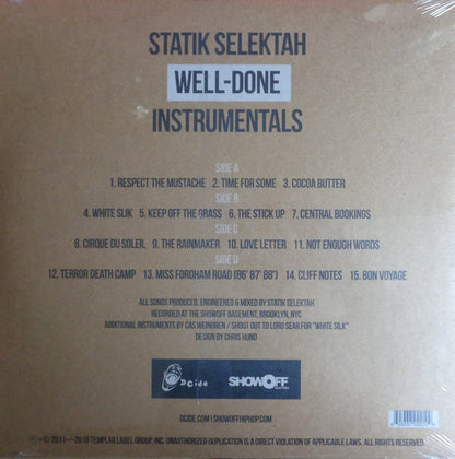 Statik Selektah : Well-Done Instrumentals (2xLP, Album, Cle)