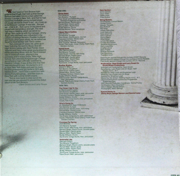 Tom Browne : Browne Sugar (LP, Album, Promo, Gat)