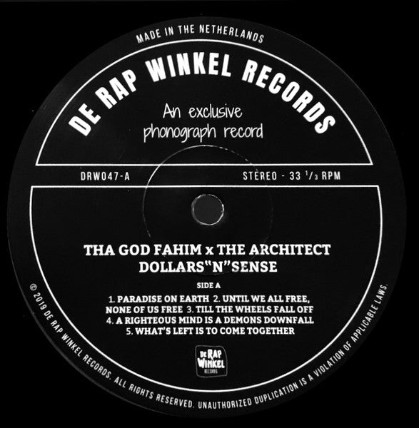 ThaGodFahim X Architect (2) : Dollars "N" Sense (LP, Album, Ltd)