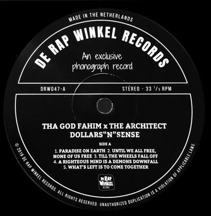 ThaGodFahim X Architect (2) : Dollars "N" Sense (LP, Album, Ltd)