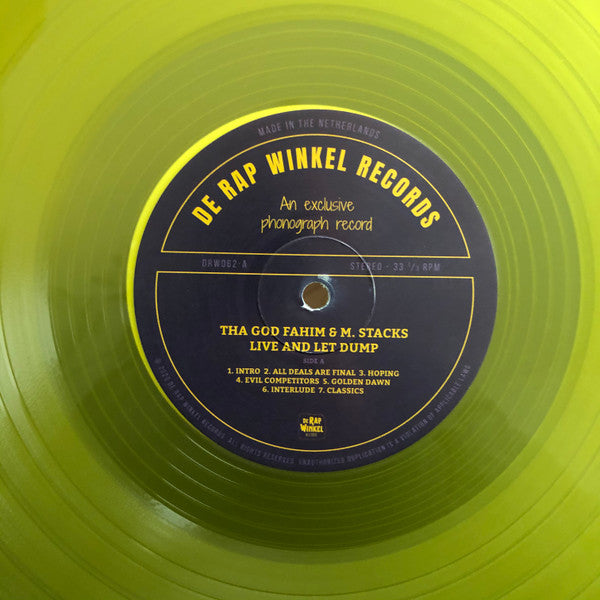 ThaGodFahim / M. Stacks : Live And Let Dump (LP, Album, Ltd, Num, Yel)