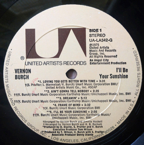 Vernon Burch : I'll Be Your Sunshine (LP, Album)