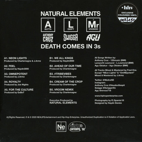 Natural Elements : Death Comes in 3s (LP, Ltd, Num, Whi)