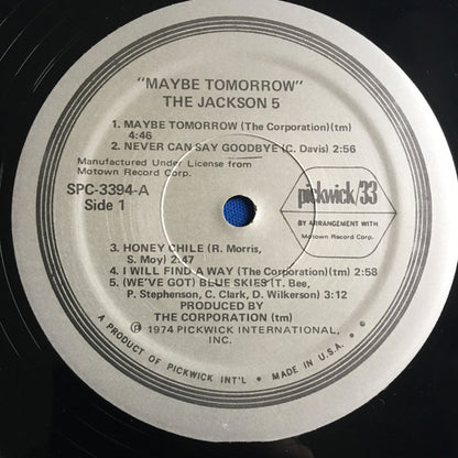 The Jackson 5 : Maybe Tomorrow (LP, Album)