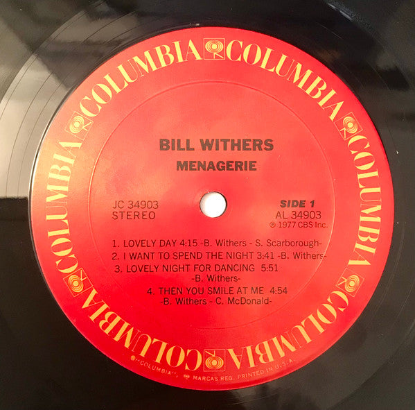 Bill Withers : Menagerie (LP, Album, Pit)