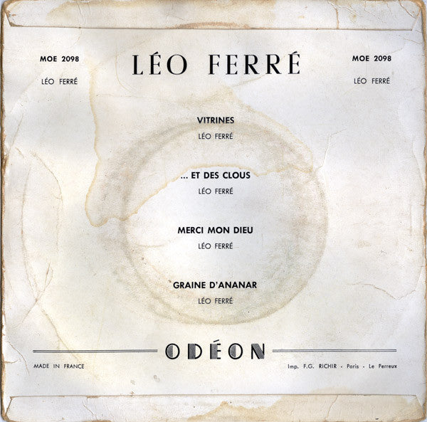 Léo Ferré : Vitrines (7", EP)