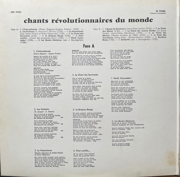Groupe 17 Présentation De Max-Pol Fouchet : Chants Révolutionnaires Du Monde (LP, Red)