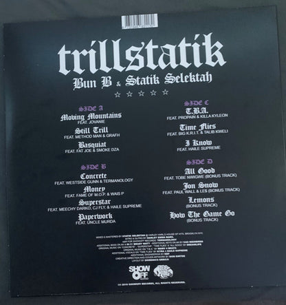 Bun B & Statik Selektah : TrillStatik (2xLP, Album, Dlx, Ltd, Num, RE, Spl)