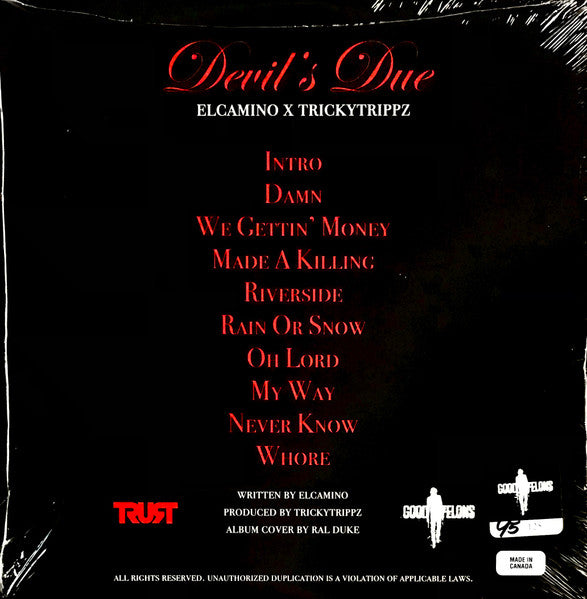 Elcamino (2) & Tricky Trippz : Devil’s Due (12", Album, Ltd, Num, Bla)