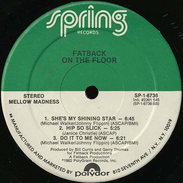 The Fatback Band : On The Floor With Fatback (LP, Album, 53)