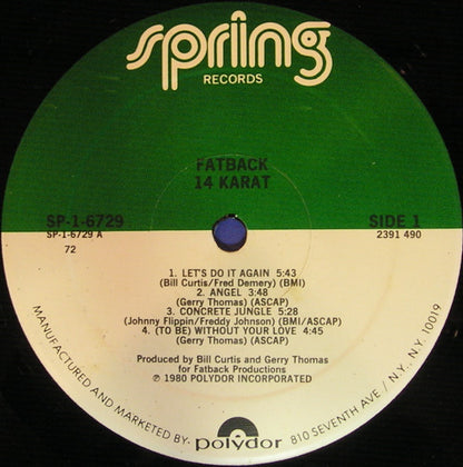 The Fatback Band : 14 Karat (LP, Album, 72 )
