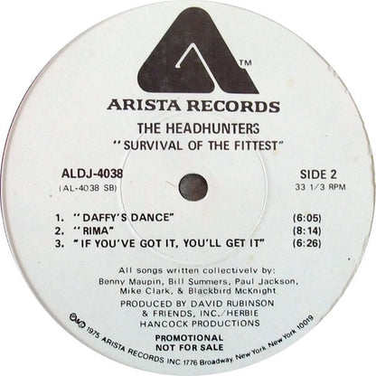 The Headhunters : Survival Of The Fittest (LP, Album, Promo)