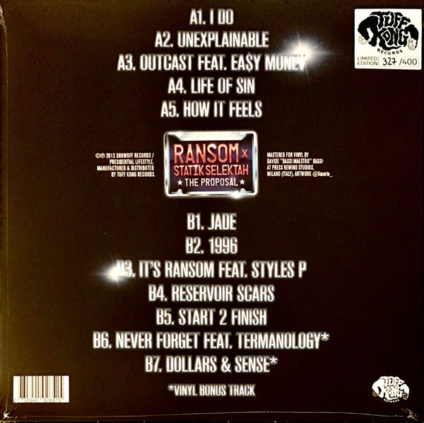 Ransom (5) X Statik Selektah : The Proposal (LP, Album, Ltd, Num, RE, Sil)