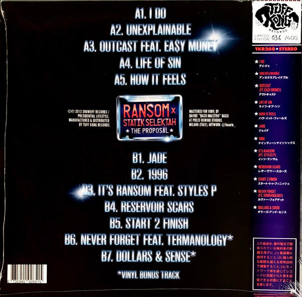 Ransom (5) X Statik Selektah : The Proposal (LP, Album, Ltd, Num, OBI)