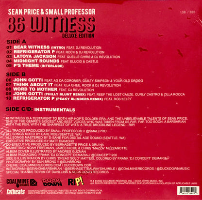 Sean Price & Small Professor : 86 Witness (Deluxe Edition) (2xLP, Album, Dlx, Num, RE, Sil)