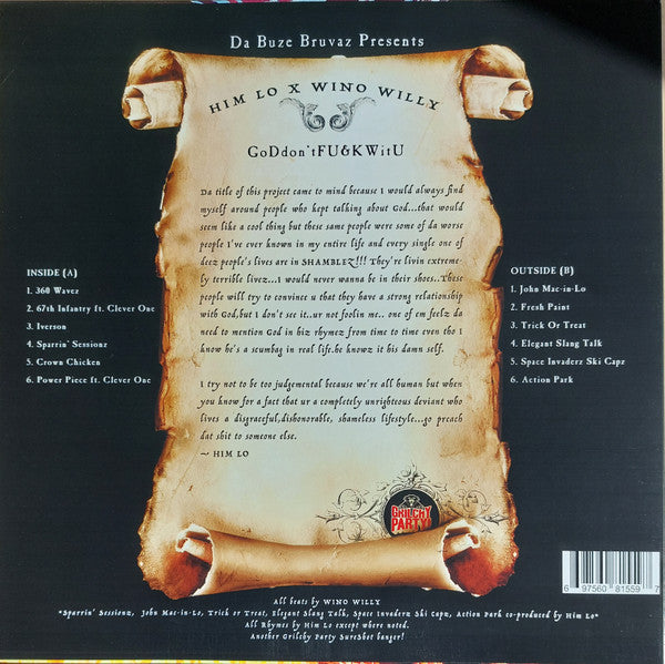 Da Buze Bruvaz Present: Him-LO X Wino Willy : GoDdon'tFU&KWitU (LP, Album, Ltd, Gol)