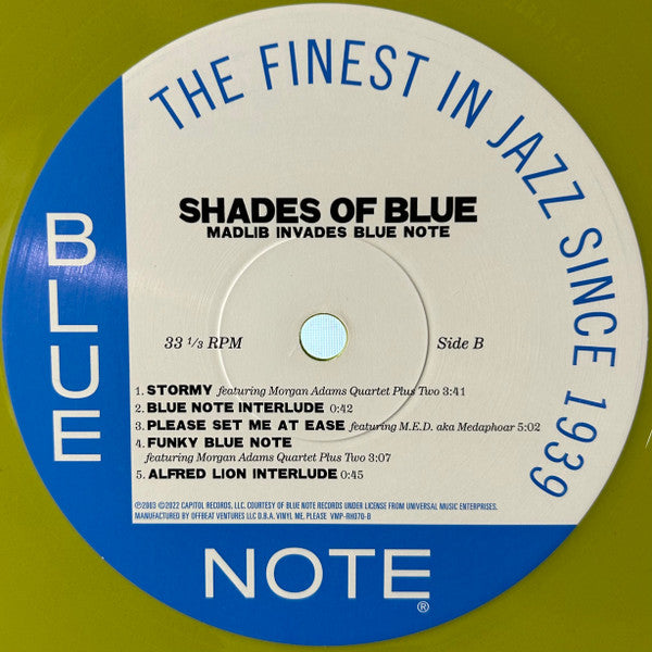 Madlib : Shades of Blue (LP, Gre + LP, Blu + Album, Club, RE, RM)