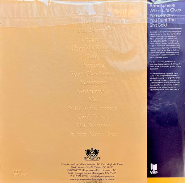 Atmosphere (2) : When Life Gives You Lemons, You Paint That Shit Gold (2xLP, Album, Club, RE, Yel)