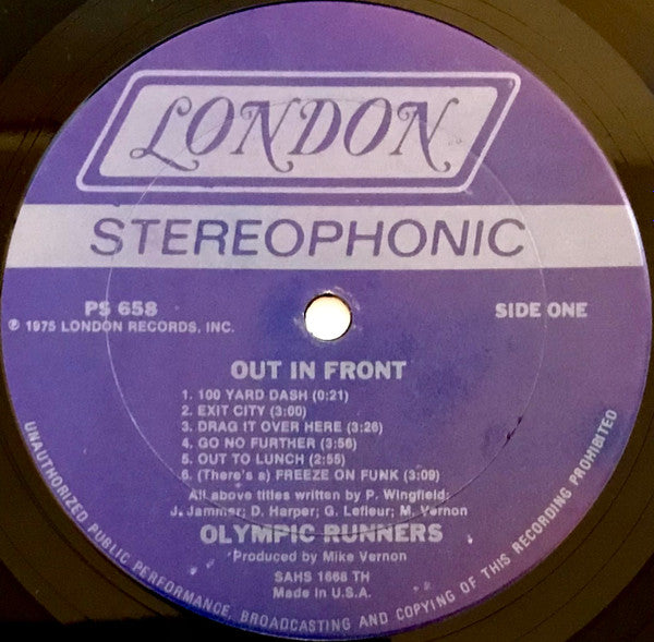 Olympic Runners : Out In Front (LP, Album, Ter)