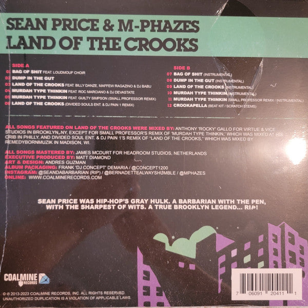 Sean Price, M-Phazes : Land Of The Crooks (12", EP, Ltd, RE, Ind)