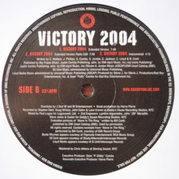 Notorious B.I.G., P. Diddy, Busta Rhymes, 50 Cent & Lloyd Banks : Victory 2004 (12", Promo)
